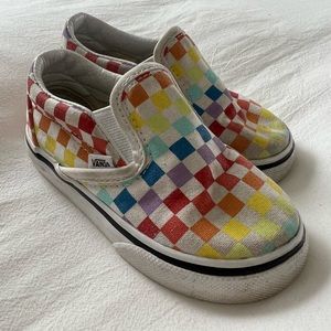 checkered rainbow vans
